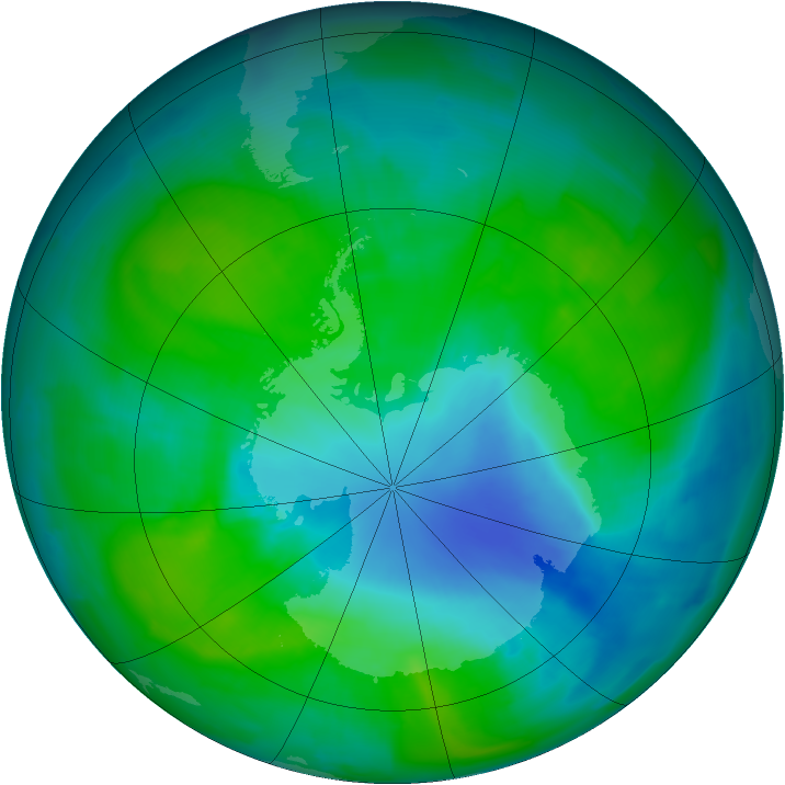 Antarctic ozone map for 18 December 2011